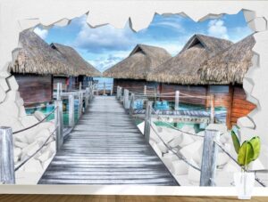 טפט גשר עם בקתות