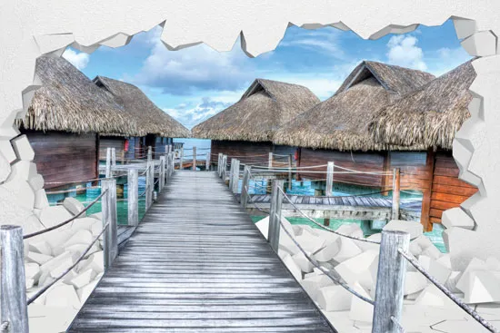 טפט גשר עם בקתות