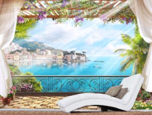 מרפסת תלת מיימדית עם נוף לנמל