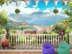 טפט מרפסת גדולה עם נוף צבעוני