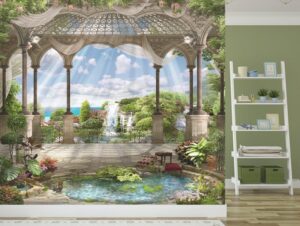 טפט מרפסת עם בריכה קטנה