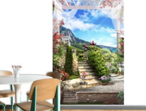 טפט מדרגות מקושטות פרחים