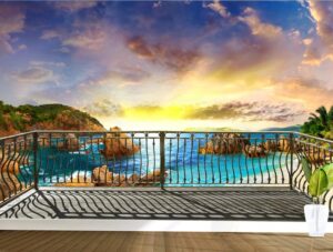 טפט מרפסת עם נוף לחוף הים