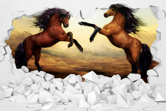 מדבקת טפט סוסים חומים