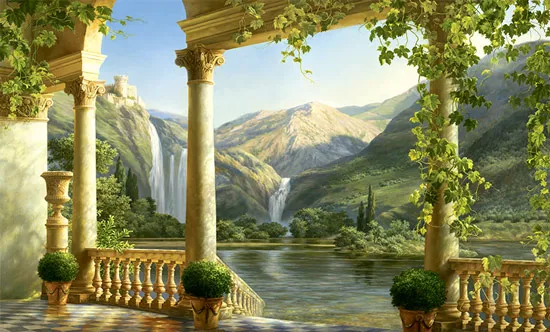 מרפסת עם אגם יפייפה