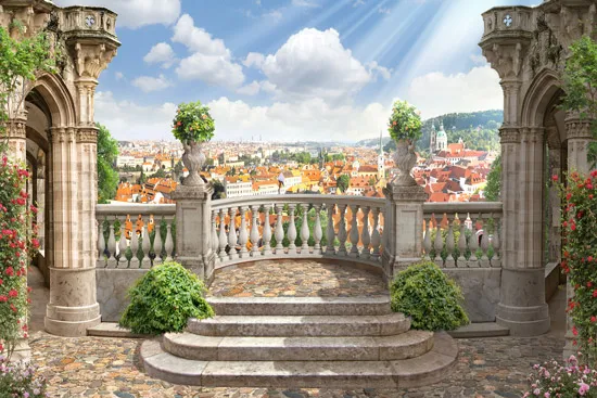 מרפסת מפוארת עם נוף לעיר