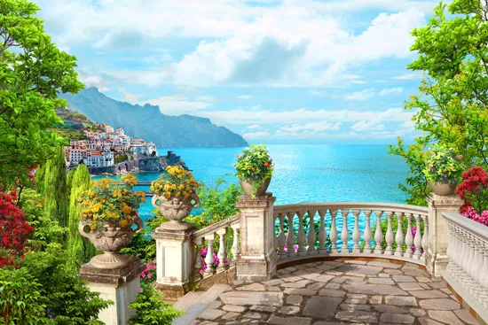 מרפסת יפה עם נוף לים