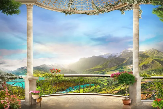 מרפסת יפיפה עם נוף להרים