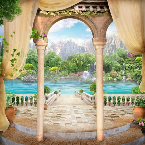 מרפסת גדולה עם אגם