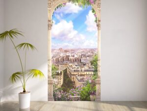 טפט שער יפיפה עם נוף עירוני