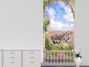 טפט מרפסת קטנה עם נוף יפה