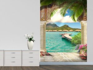 טפט מרפסת יפיפה עם נוף לים