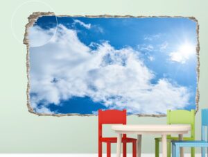 מדבקת קיר מדבקת חור בקיר שמים כחולים