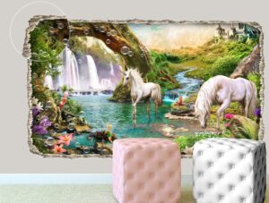 מדבקת קיר מדבקת חור בקיר של חדי קרן