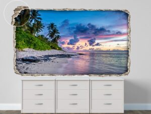 מדבקת קיר מדבקת חור בקיר עם נוף יפיפה של אי טרופי יפיפה