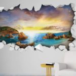 מדבקת קיר מדבקת חור בקיר עם נוף יפייפה לים