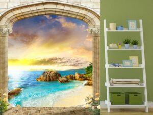 טפט שער עם נוף יפיפה לים