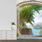 טפט שער עם נוף של איים טרופים