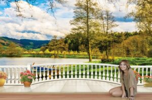 טפט קיר - מרפסת עם נוף של אגם