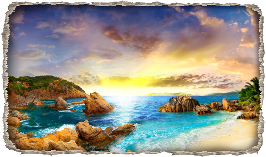 חור בקיר ים בשקיעה