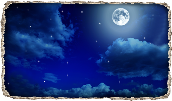 מדבקת חור בקיר שמים עם ירח מלא