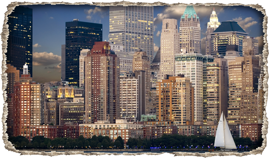 מדבקת קיר תלת מיימדית עם נוף של מרהיב של עיר