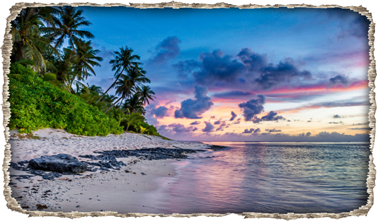 מדבקת חור בקיר עם נו יפיפה של אי טרופי יפיפה