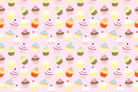 טפט ורוד עם קאפקייקס צבעוניים ומתוקים