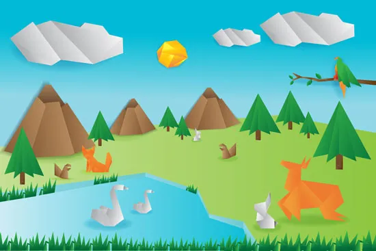 טפט חדרי ילדים אוריגמי