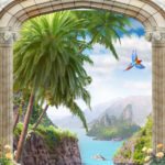 שער עם נוף של איים טרופים