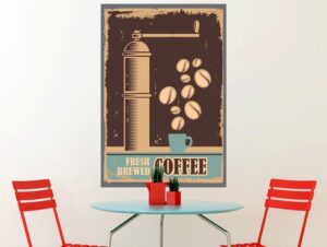 מדבקת קיר - קפה טרי