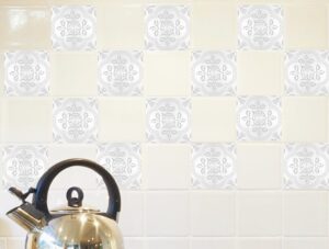 מדבקות קיר למטבח - מדבקות קיר לאריחים בסגנון יווני לבן