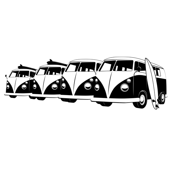 מדבקת קיר קרוואנים עם גלשנים