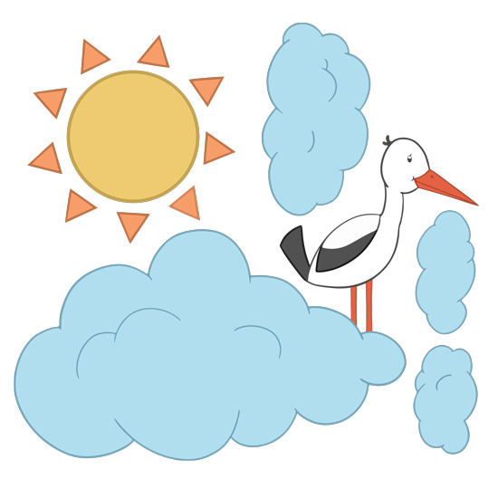 חסידה חמודה עומדת על ענן