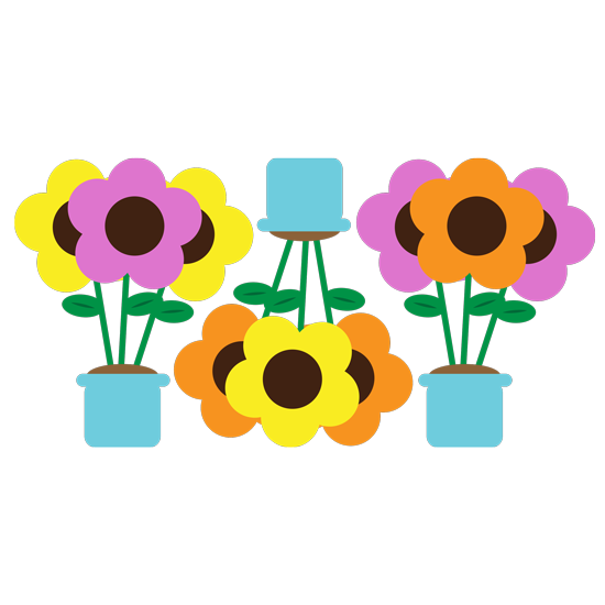 מדבקות קיר עציצים עם פרחים