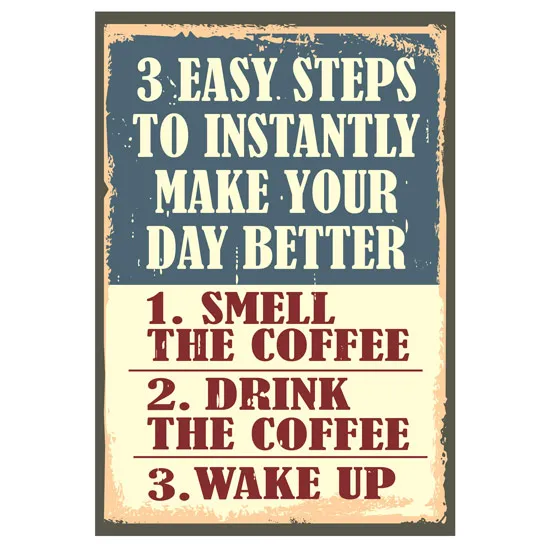 מדבקת קיר של 3 טיפים ליום טוב שקשורים לקפה