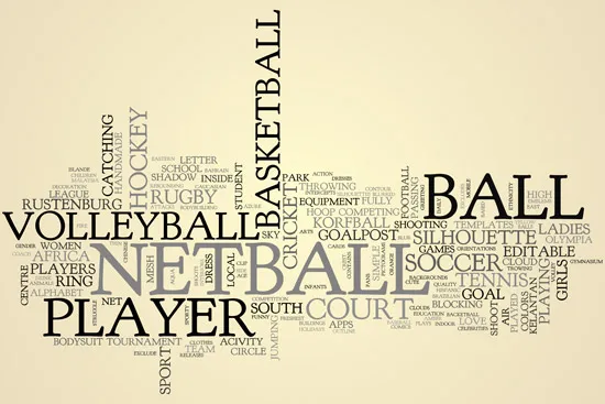 מדבקת טפט של עננת מילים שקשורות לספורט