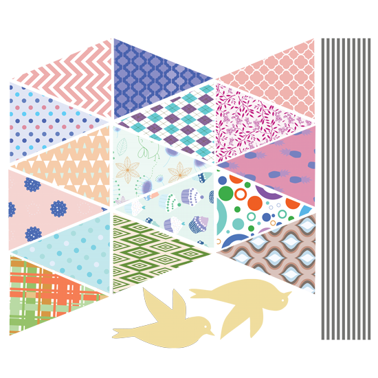 מדבקת קיר של דגלים עם קישוטים צבעוניים