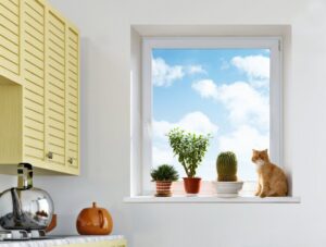 מדבקת קיר | חלון עם שמים כחולים
