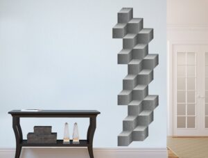 מדבקת קיר | קוביות בטון תלת מימדיות