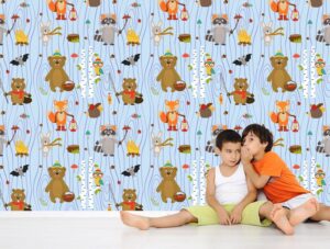 טפט | חיות בקאמפינג עם רקע כחול