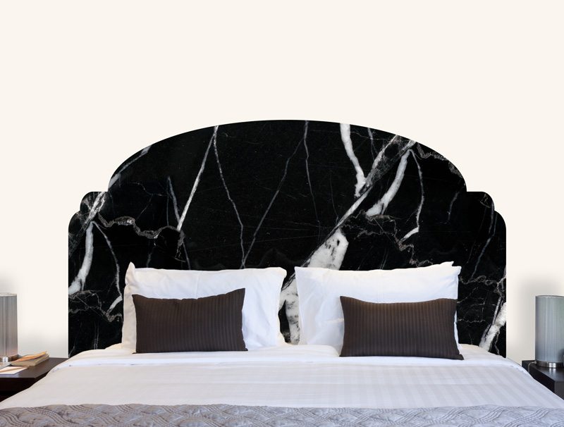 מדבקת קיר | מדבקת ראש מיטה בעיצוב של שיש שחור