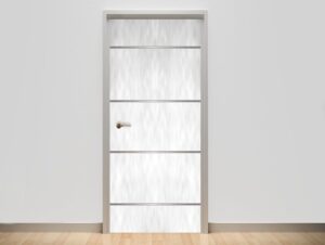 טפט לדלת | דלת לבנה עם פסי ניקל