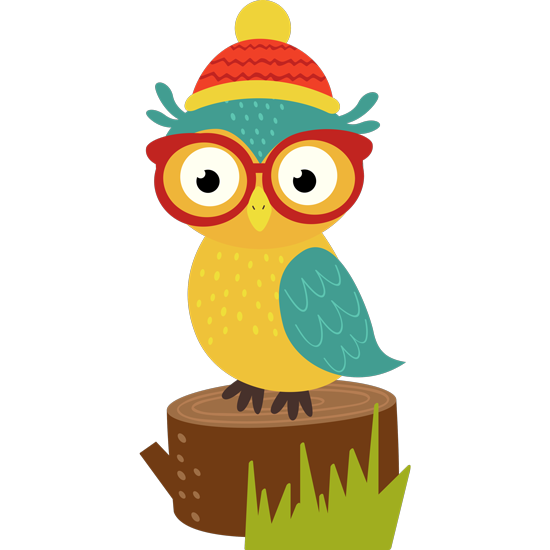 מדבקת קיר | ינשוף חמוד עם משקפיים וכובע