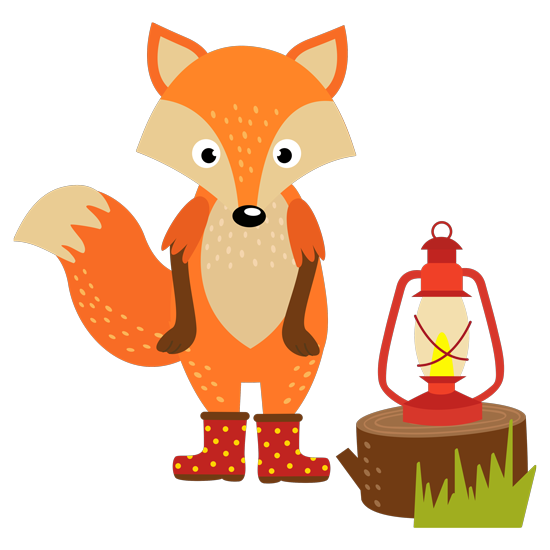 מדבקת קיר | שועל מתוק עם עששית