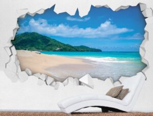 טפט | חור בקיר עם נוף של ים
