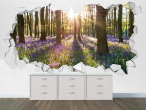 טפט | חור בקיר עם נוף של שדה לבנדר