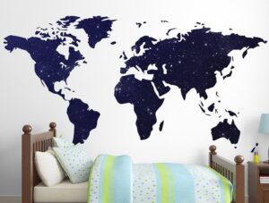 מדבקת קיר | מפת העולם בשמים