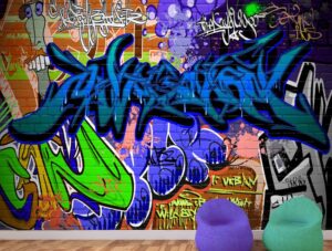 טפט | גרפיטי צבעוני כחול