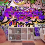 טפט | גרפיטי צבעוני בגווני סגול וורוד